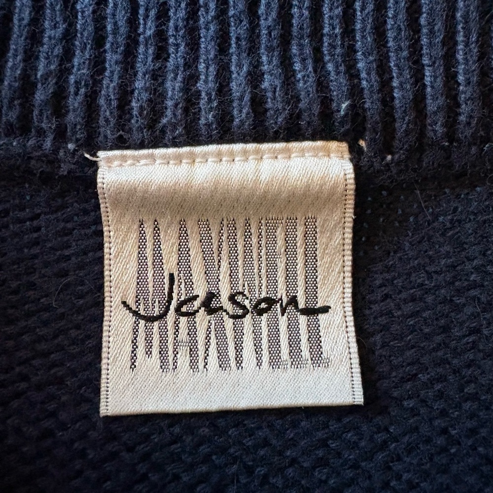 Jason Maxwell Anchor Stripes Boatneck Sweater 100% Cotton Knit Vintage Preppy - Picture 3 of 3